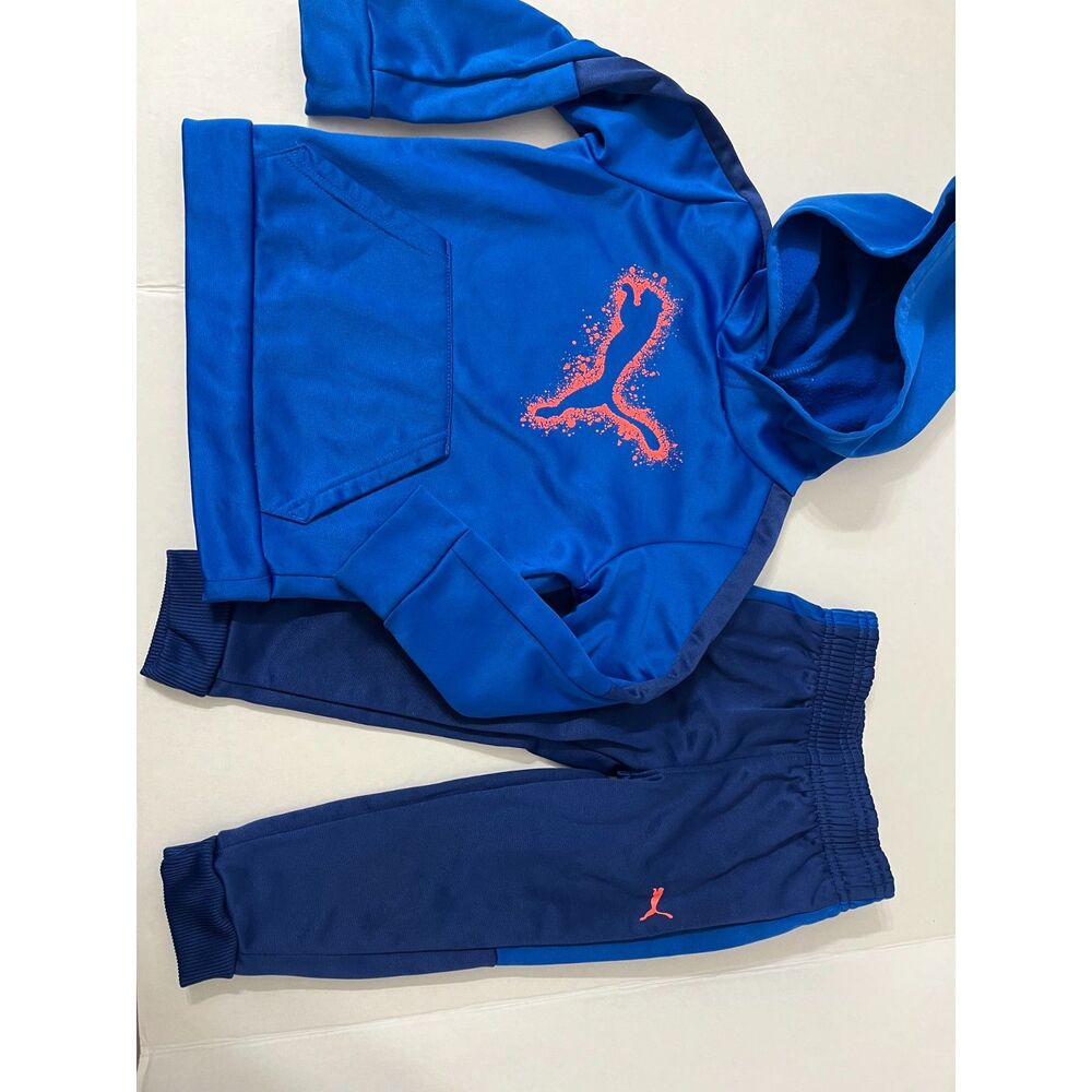 PUMA Boys 5/6 Blue Hoodie & Jogger Pants 2 Piece Tracksuit Set (909)
